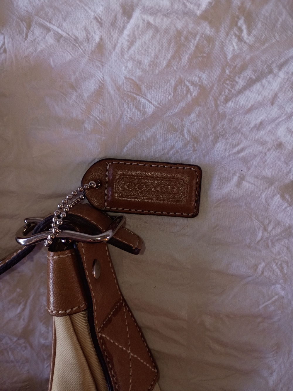Coach Beige Mini Shoulder Bag with Tan Trim - Picture 4 of 8